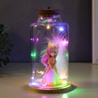 Сувенир полистоун световой "Девочка с розовыми волосами, ушками и пером" 10х10х17,5 см - фото 21501342