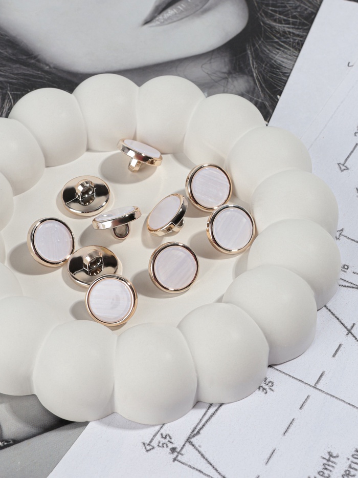 Пуговицы на ножке, пластиковые, d=15 мм, набор 10 шт., белые