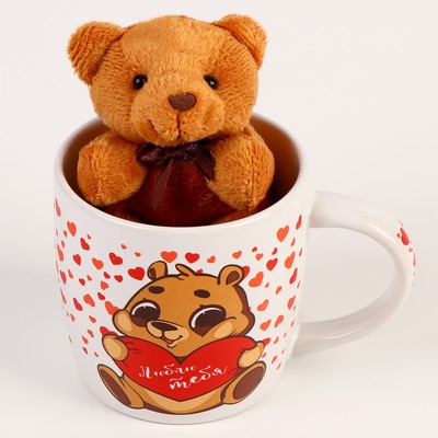 Подарочный набор «Люблю тебя», мишка в кружке, МИКС