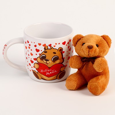 Подарочный набор «Люблю тебя», мишка в кружке, МИКС