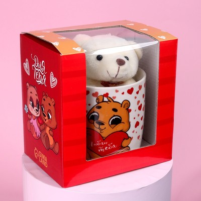 Подарочный набор «Люблю тебя», мишка в кружке, МИКС