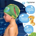 Шапочка для плавания детская ONLYTOP Swim «Кот и крокодил», тканевая, обхват 46-52 см - Фото 2