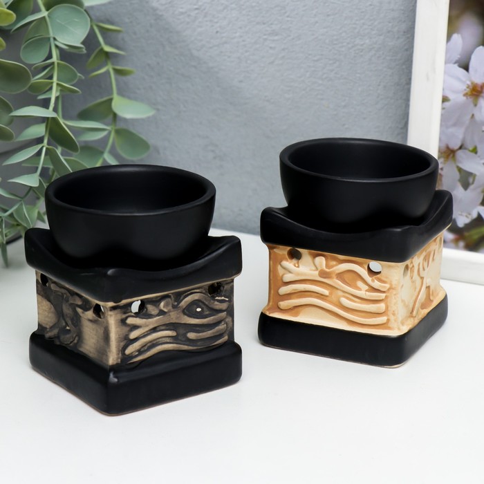 Аромалампа для эфирных масел «Наскальная живопись», керамика, 6.5×6.5×7.7 см, МИКС - Фото 1