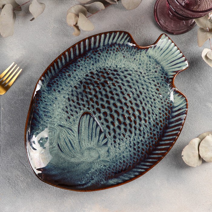 Блюдо керамическое сервировочное «Рыба», 31,5×24 см - Фото 1