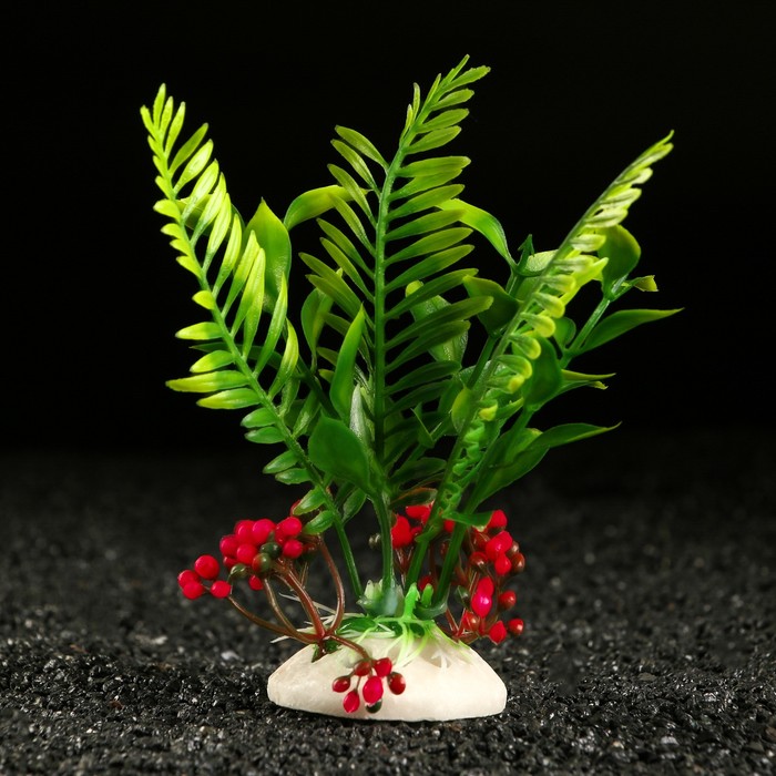 Растение искусственное аквариумное, 18 х 9 х 14 см, красное - Фото 1