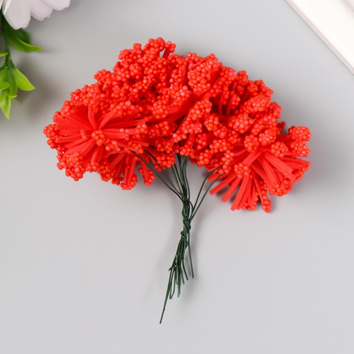 Цветы для декорирования "Облако" красный 1 букет=12 цветов 8 см - фото 1911688946