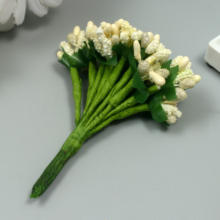 Цветы для декорирования "Соцветие" сливочный 1 букет=12 цветов 8,5 см - фото 1912598416