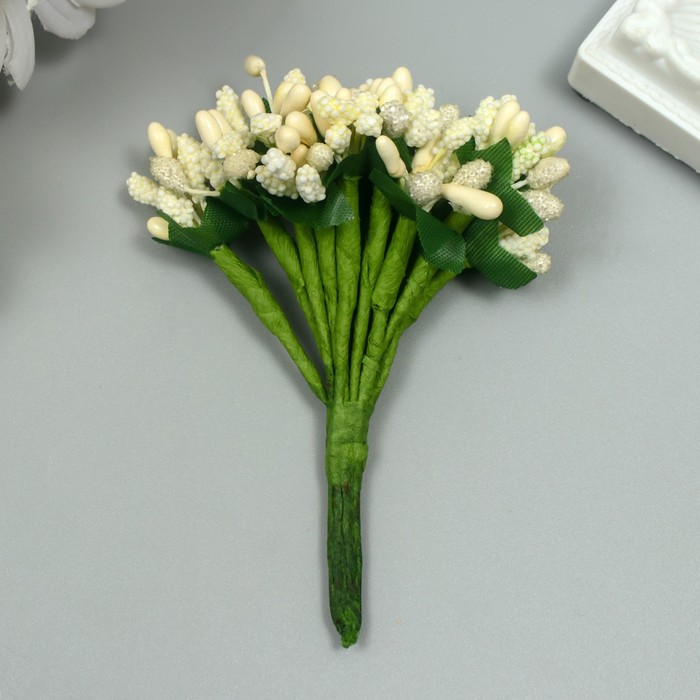 Цветы для декорирования "Соцветие" сливочный 1 букет=12 цветов 8,5 см - фото 1912598417