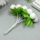 Тычинки для цветов "Шарик мохнатый белый" d=1,5-2 см 1 букет=10 шт 10 см (комплект 10 шт) - фото 22894150