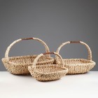 Корзина плетёная для хранения, бамбук, овальная, бежевая, набор 3 шт. - Фото 2