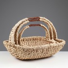 Корзина плетёная для хранения, бамбук, овальная, бежевая, набор 3 шт. - Фото 3