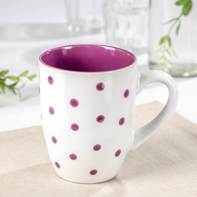 Кружка керамическая Доляна «Горох», 340 мл, цвет фиолетовый