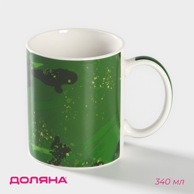 Кружка Доляна «Защитнику», 340 мл, фарфор, зелёная