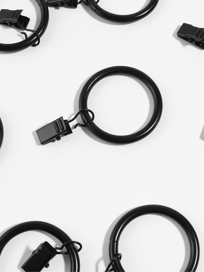 Кольцо для карниза, с зажимом, d = 30/38 мм, 10 шт., в блистере, цвет чёрный