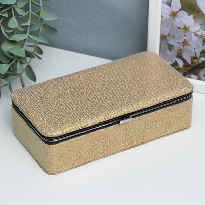 Шкатулка для украшений «Мелкие квадратики. Золото», кожзам, 6×9.8×18.5 см