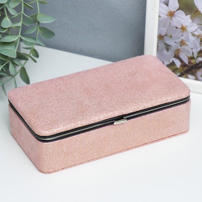 Шкатулка для украшений «Мелкие квадратики. Розовый», кожзам, 6×9.8×18.5 см