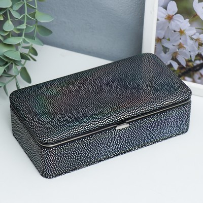 Шкатулка для украшений «Маленькие пятнышки. Синяя голография», с зеркалом, искусственная кожа, 6×9.8×18.5 см