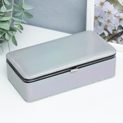 Шкатулка для украшений «Маленькие пятнышки. Серая голография», с зеркалом, искусственная кожа, 6×9.8×18.5 см