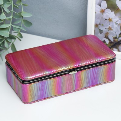 Шкатулка для украшений «Полосы. Текстура. Красная переливы», кожзам, 6×9.8×18.5 см