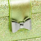 Шкатулка кожзам для украшений сундук с бантом "Мелкие квадратики. Зелёный" 13,5х16,5х23 см - фото 6551569