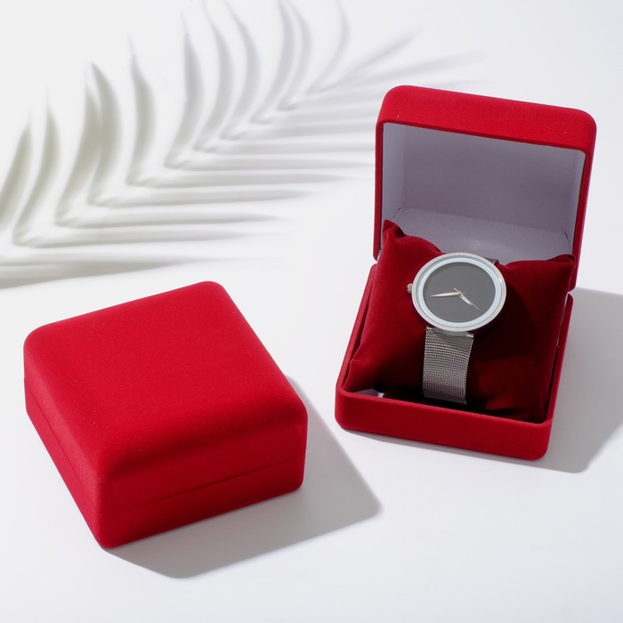 Футляр бархатный под браслет/часы «Классика», 9×9, цвет красный - Фото 1