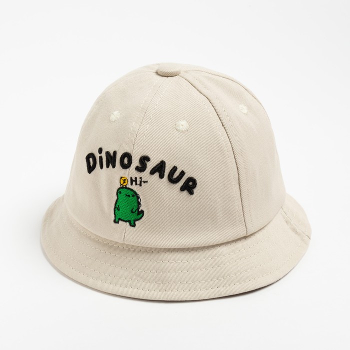 Панама для мальчика MINAKU: Dinosaur, размер 48, бежевая - Фото 1