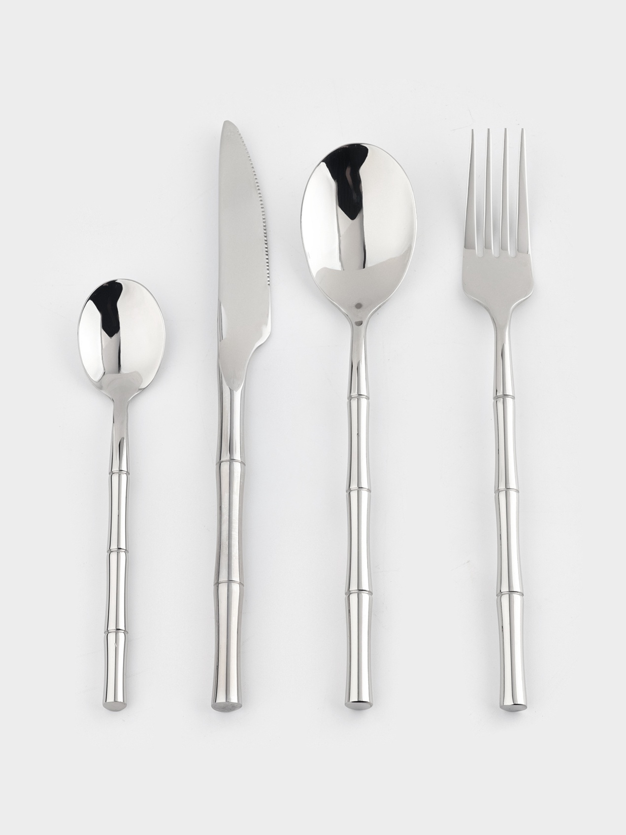 Столовые приборы Magistro Bamboo, 4 предмета, нержавеющая сталь, серебристые Столовые приборы Magistro Bamboo, 4 предмета, нержавеющая сталь, серебристые