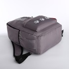 Рюкзак школьный из текстиля, 3 кармана, кошелёк, цвет серый - Фото 4