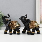 Сувенир полистоун "Чёрный слон в золотой богатой попоне" МИКС 14х8.5х17 см - фото 1436817