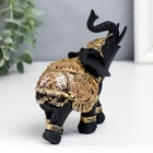 Сувенир полистоун "Чёрный слон в золотой богатой попоне" МИКС 14х6х12,6 см - Фото 3