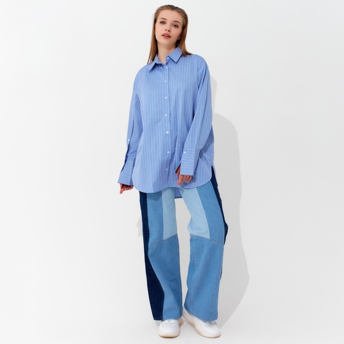 Блузка женская MINAKU: Casual Collection, цвет голубой, размер 48 53076