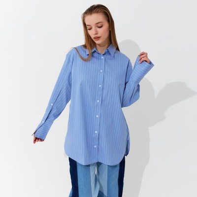 Блузка женская MINAKU: Casual Collection, цвет голубой, размер 50