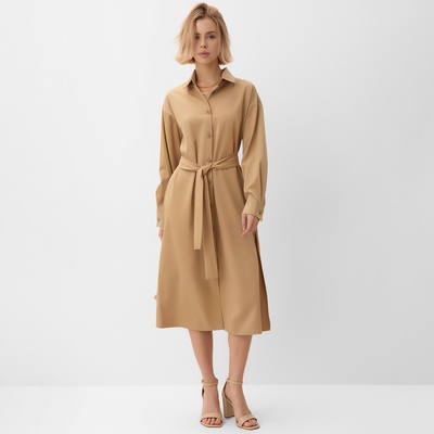 Платье миди женское MINAKU: Casual collection, бежевое, размер 52
