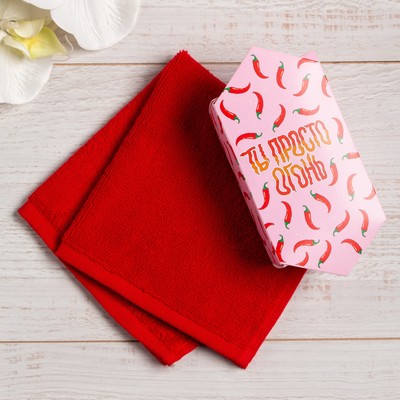 Полотенце махровое «Этель. Ты просто огонь» 30×30 см, 100 хлопок, 340 г/м², красное