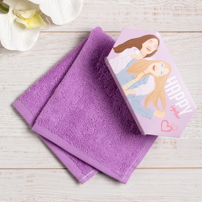 Полотенце махровое «Этель» Happy together, 30×30 см, 100% хлопок, сиреневое