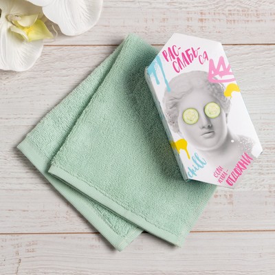 Полотенце махровое «Этель. Расслабься» 30×30 см, 100 хлопок, 340 г/м², зелёное