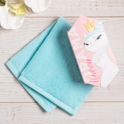 Полотенце махровое «Этель» Drama queen, 30×30 см, хлопок 100%, голубое