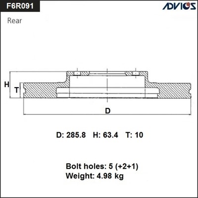 Диск тормозной зад. ADVICS (R) SUBARU FORESTER SH (07-12), BRZ ZC6 (12-)