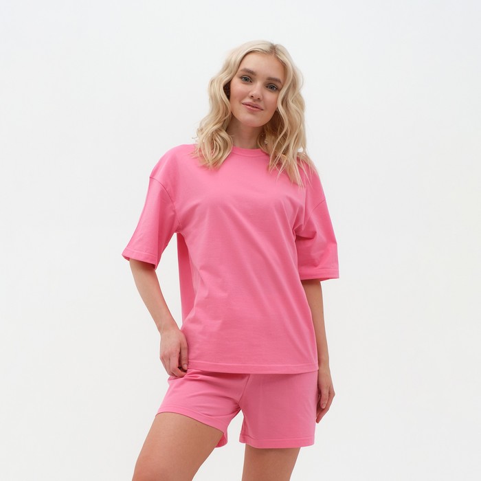 Пижама женская (футболка, шорты) KAFTAN Basic, размер 40-42, розовая