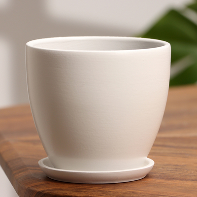 Горшок для цветов «Колор гейм», керамический, с поддоном, 800 мл, белый