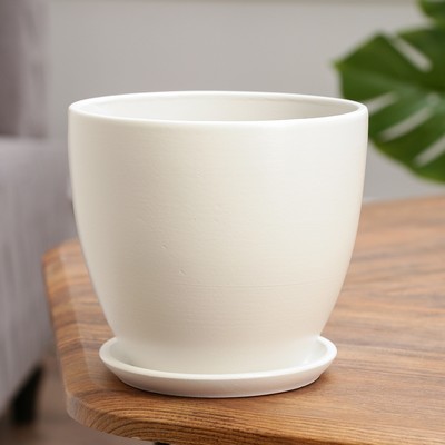 Горшок для цветов «Колор гейм», керамический, с поддоном, 1.4 л, белый