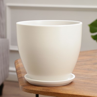 Горшок для цветов «Колор гейм», керамический, с поддоном, 2.9 л, белый