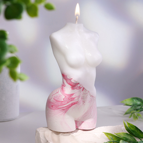 Свеча фигурная на бетоне 'Женский силуэт', 15х7 см, розовая