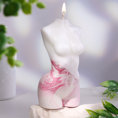 Свеча фигурная на бетоне "Женский силуэт", 15х7 см, розовая