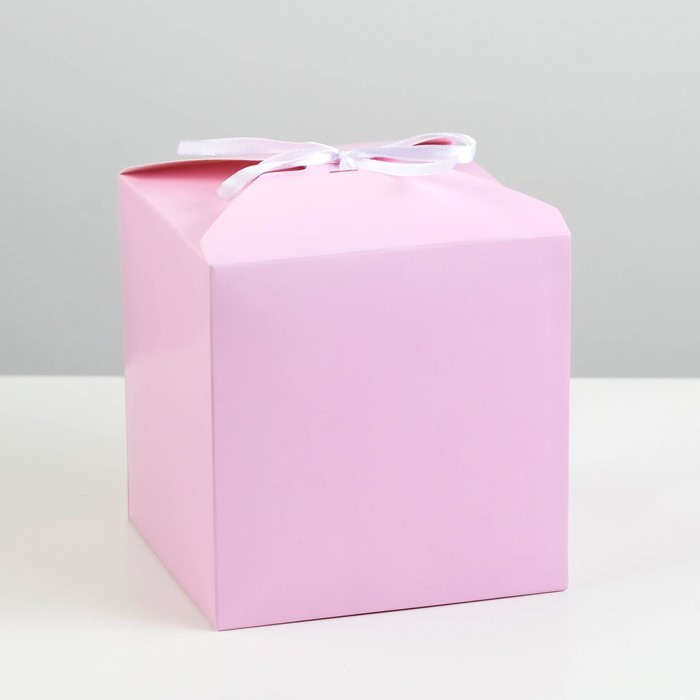 Коробка складная розовая, 14 х 14 х 14 см - Фото 1