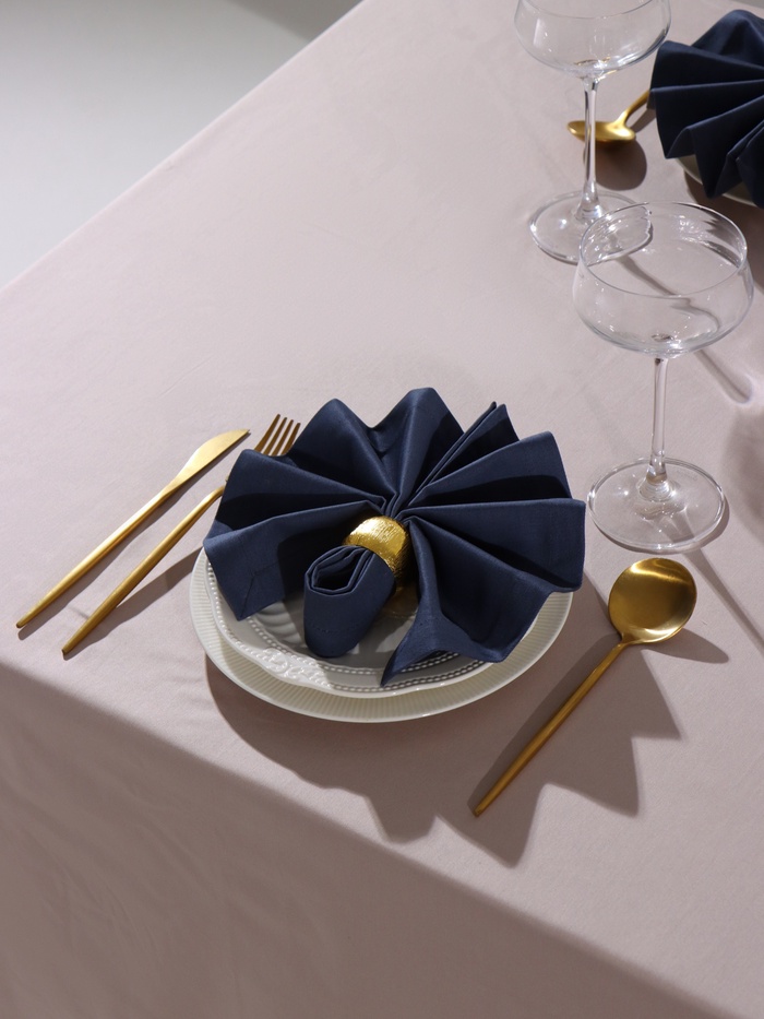 Набор салфеток с декоративными кольцами Grey pleasure, 40×40 см - 4 шт., 100% хлопок, саржа 190 г/м² - Фото 1