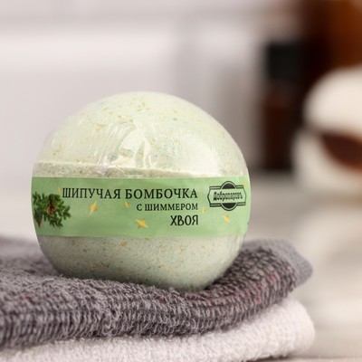 Бомбочка для ванны с шиммером "Добропаровъ", хвоя, 110 гр, зеленый