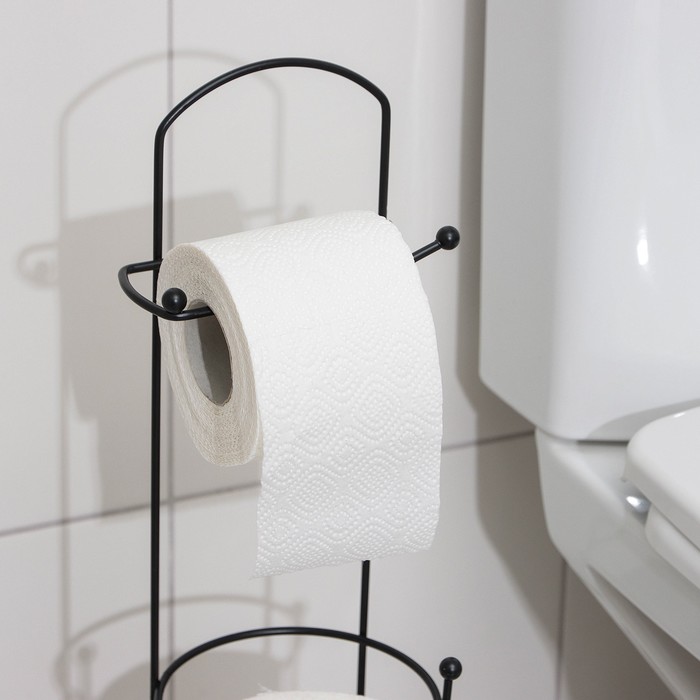 Держатель-стойка для туалетной бумаги Доляна, цвет чёрный - фото 1897119754