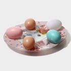 Подставка стеклянная для яиц Доляна «Цветочный зайка», 10 ячеек, 24×20,6 см, цвет розовый - Фото 3