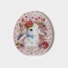 Подставка стеклянная для яиц Доляна «Цветочный зайка», 10 ячеек, 24×20,6 см, цвет розовый - Фото 4